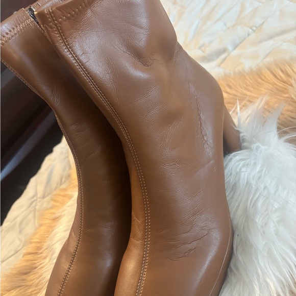 AEROSOLES Chic Tan Faux Leather Heeled Boots - Picture 3 of 5
